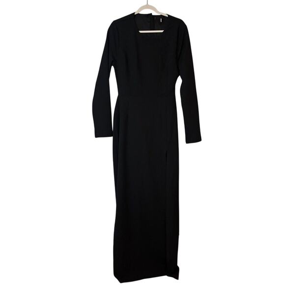 Lulus Black Long Sleeve Open Back Maxi Gown XL Elegant Formal Evening Dress NWOT - Picture 1 of 4